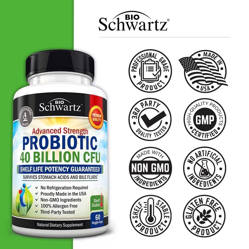 Daily Probiotic Supplement 40 Billion CFU - Digestive Health 60 Capsules