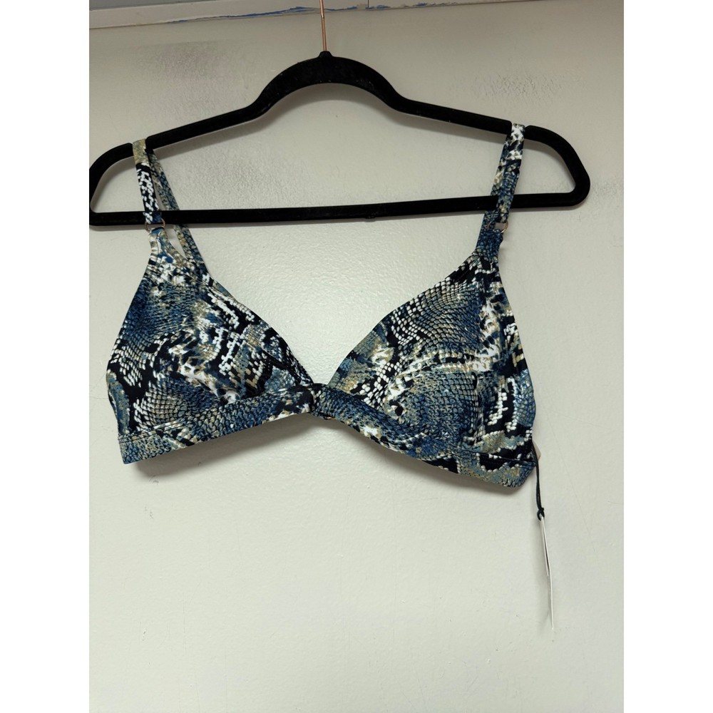 Shade & Shore Blue Snakeskin Print Triangle Bikini Top Size M 8134