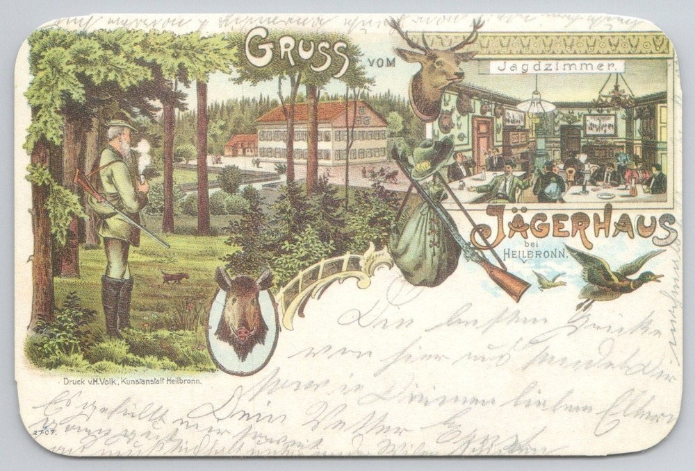Jägerhaus Heilbronn Germany Hunter Hunting Lodge 1905 Postcard Gruss Vom