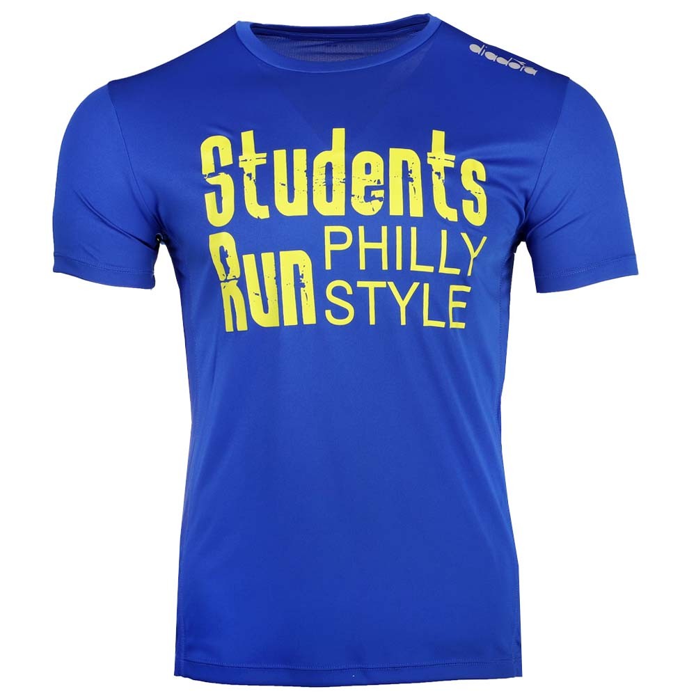 diadora Philly Run Crew Neck Short Sleeve Athletic T-Shirt Mens Blue Casual Tops