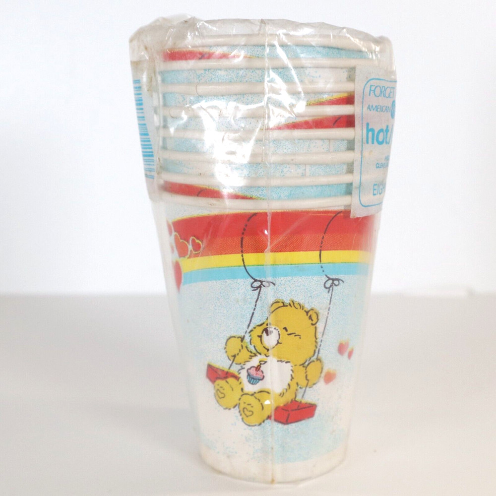 CARE BEARS THEME 8 PACK PARTY PAPER CUPS Hot/Cold Vintage 1983
