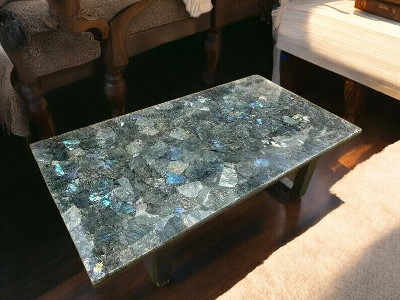 Labradorite Stone Coffee Table Top – Elegant Living Room Centerpiece for Home Decor