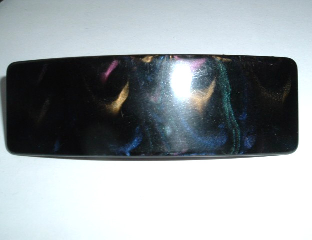 Vintage French Celluloid Marbled Gold Purple Black Hair Barrette