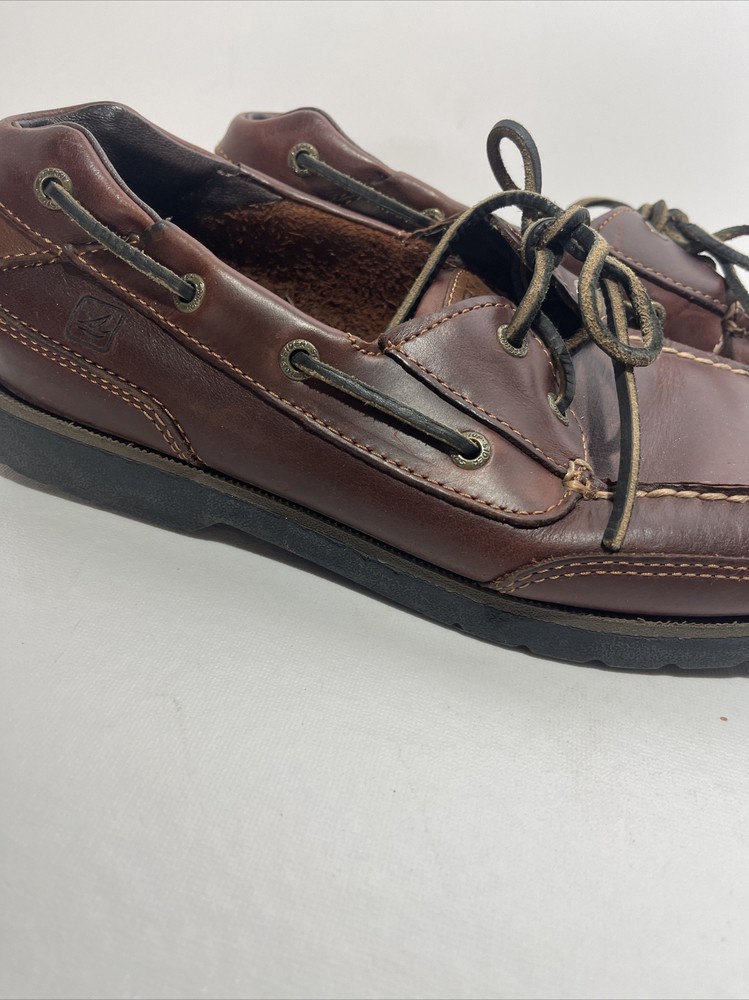 Men's Sperry Top-Sider Stingray Casual Boat Shoes Sneakers Size 10 Brown Leather
