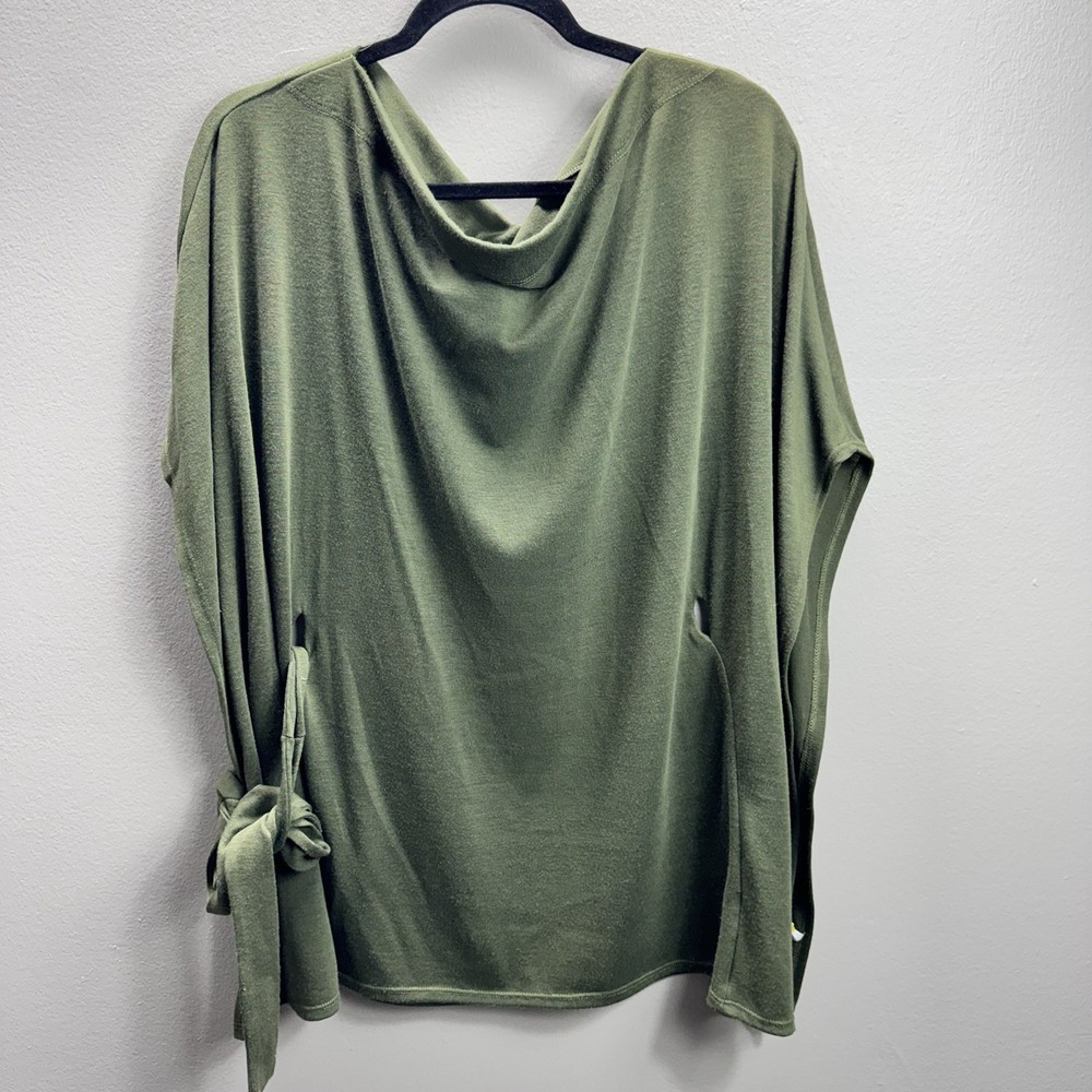 Venus Women's Olive Green Cowl Neck Tie Side Top Size S