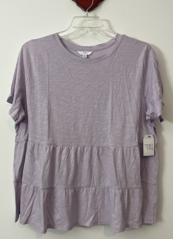 Time and Tru Womens 2xl Lavender Tiered Tunic-Style Babydoll Blouse NWT! A6550