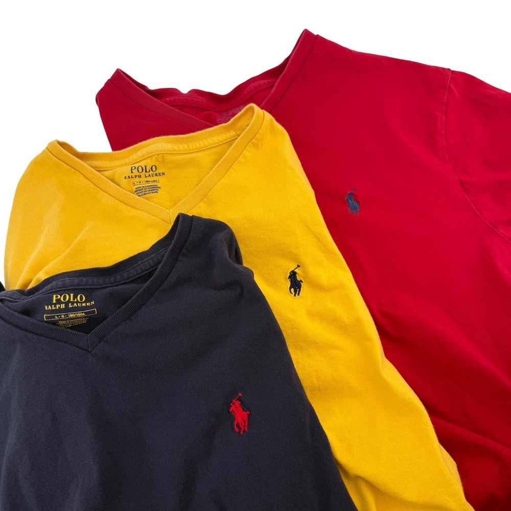 Polo Ralph Lauren Mens V Neck Short Sleeve T Shirt Set of 3 Men's size Large