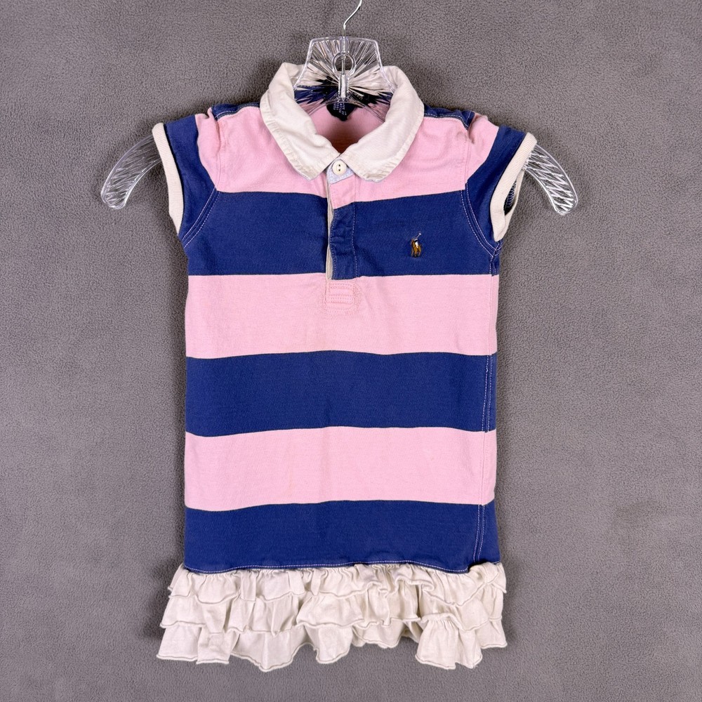 Y2K Ralph Lauren Polo Dress Striped Collared Cotton Preppy - GIRLS SIZE 5