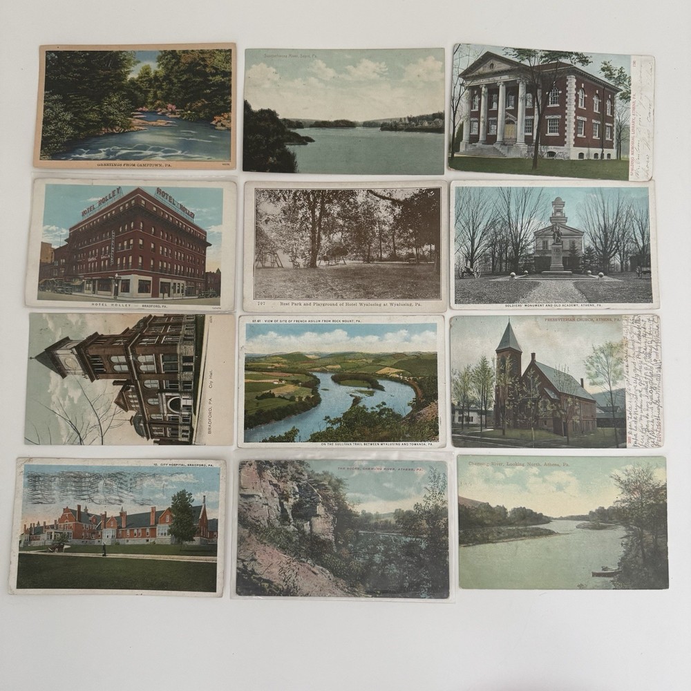 Vintage Bradford County PA Postcards Lot Athens Towanda Wyalusing 1910+