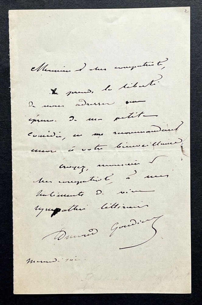 Edmond Gondinet, Librettist - SIGNED AUTOGRAPH LETTER