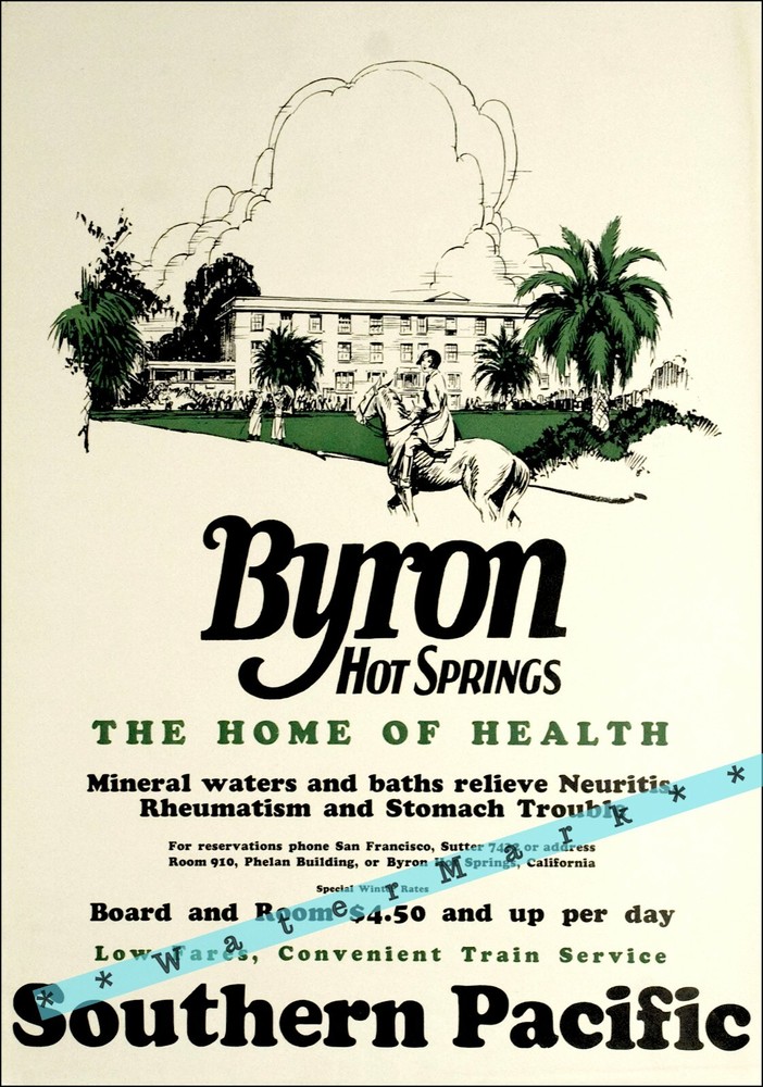 Sothern Paciific The Byron Hot Springs California Vintage Poster Print Retro Art