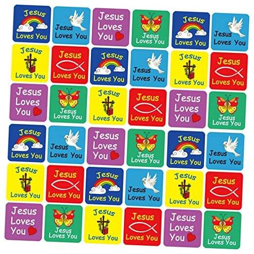 480 Pcs Jesus Loves You Self Adhesive Paper Christian Stickers for Kids Multi