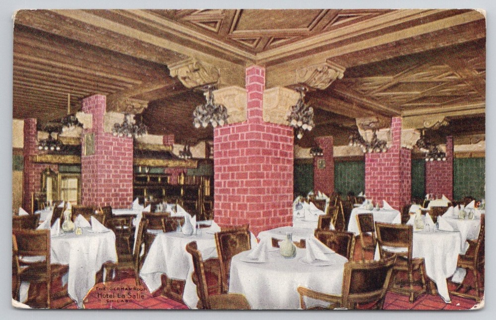 1912 The German Room Hotel La Salle Chicago IL Vintage Postcard Nebraska