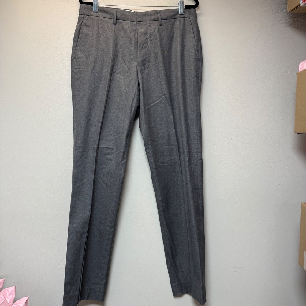 J.Crew Bowery Classic Mens 34x34 Grey Dress Pants Like New Wool Blend Trousers