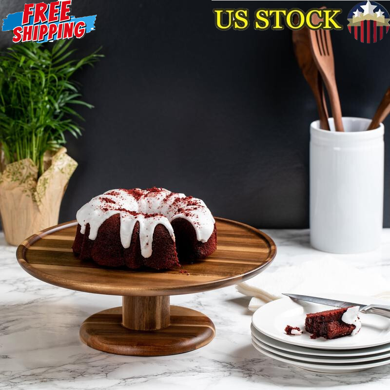 Elegant Acacia Wood Round Cake Stand for Durable Serving and Party Decor-image