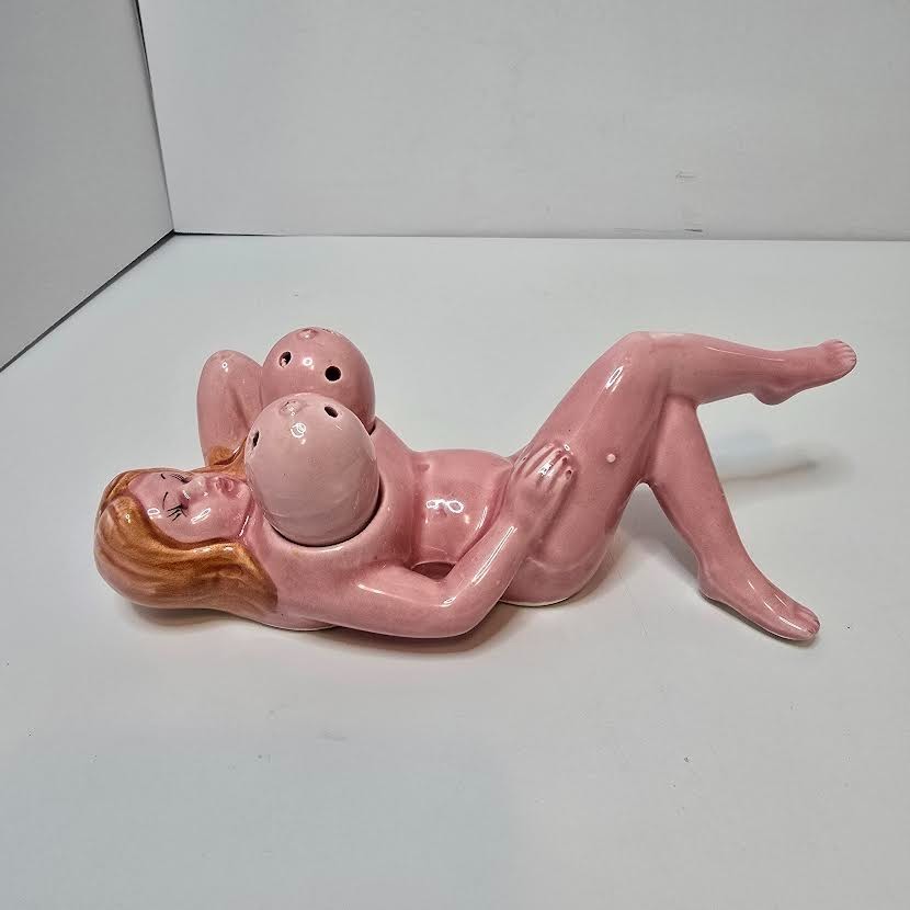 Vintage Naughty Naked Lady Boobs Salt and Pepper Shaker