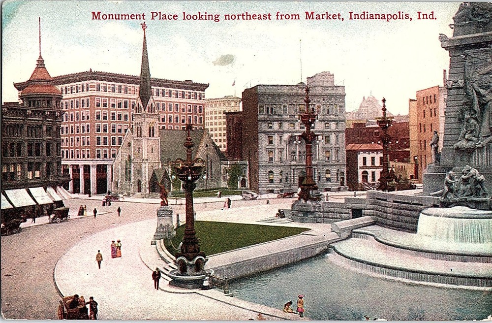 Postcard MONUMENT SCENE Indianapolis Indiana IN m/09 AI3405