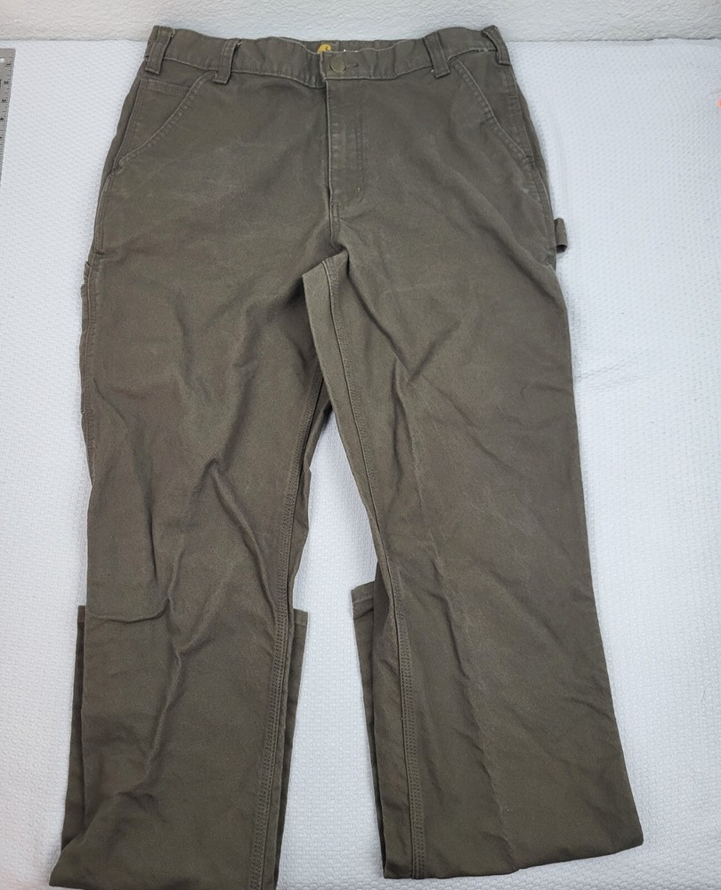 Carhartt Mens Carpenter Pants 34 36 Brown Relaxed Fit Work Trousers Canvas
