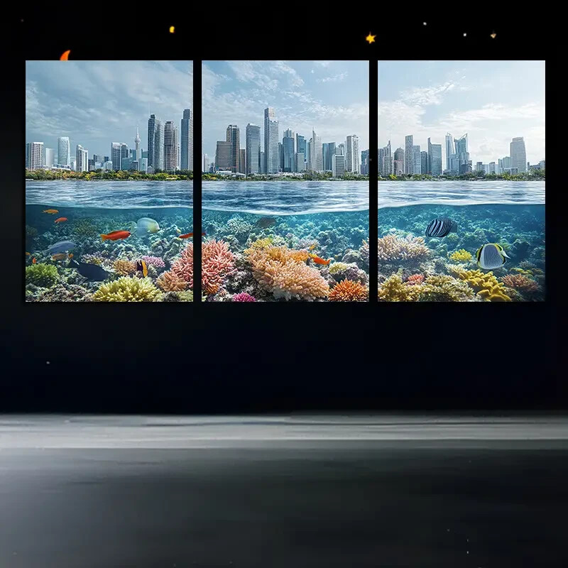 3pcs Ocean City Scene Canvas Wall Art Canvas Unframed