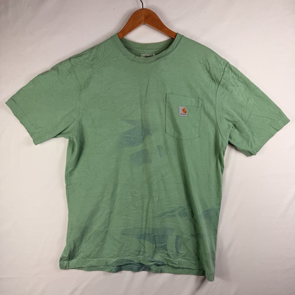 Carhartt T-Shirt Men's L Loose Fit Green Short Sleeve Pocket Tee Workwear