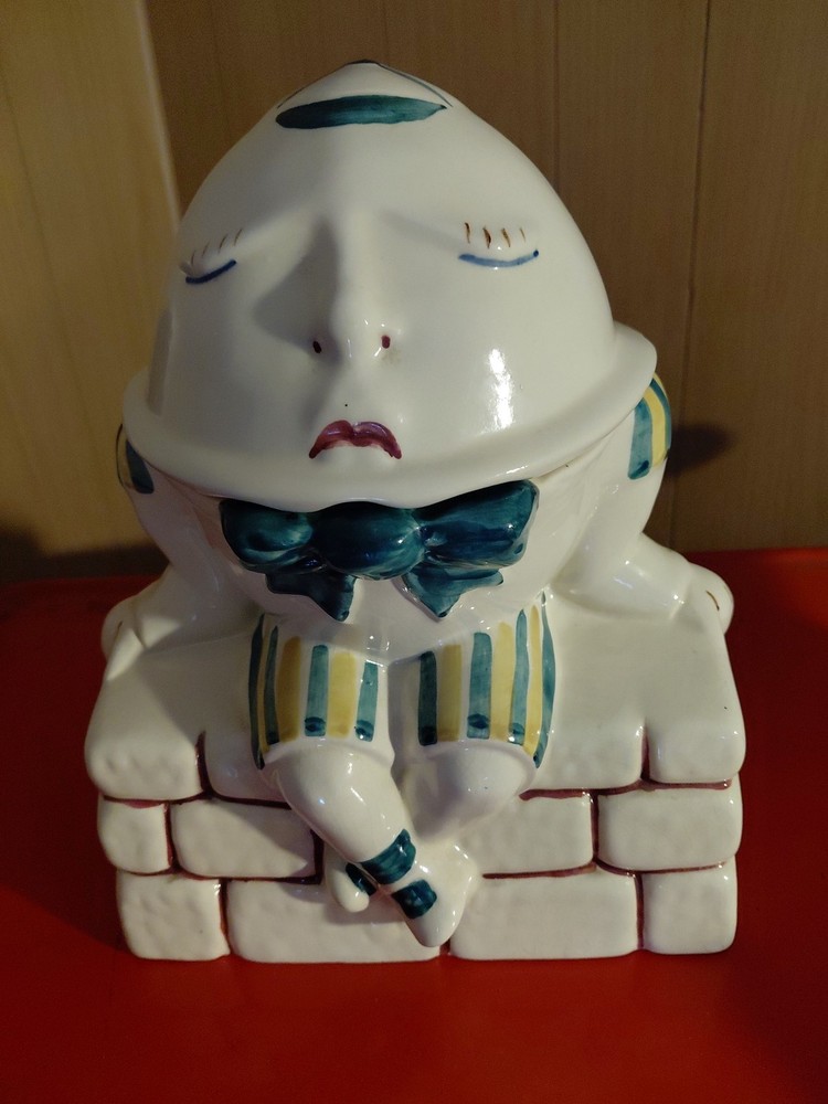 Vintage COOKIE JAR - HUMPTY DUMPTY 1940s Era MCM Purinton Pottery - Flaw
