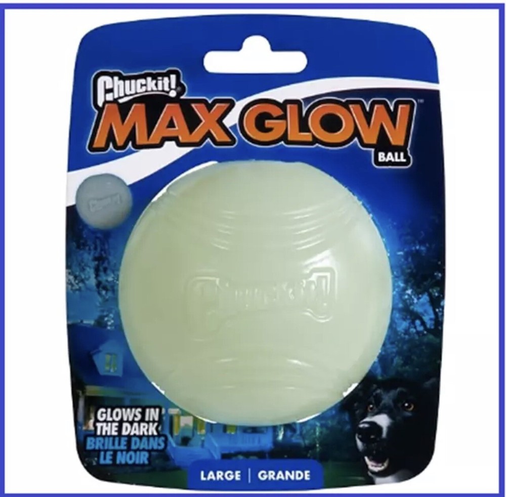 Chuckit! Max Glow Ball Dog Toy, Large (3 Inch Diameter) for Dogs 60-100 lbs,*