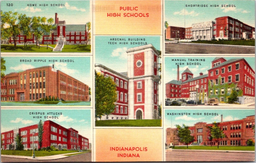 Dr Jim Stamps Postcard Indianapolis Indiana Public High Schools Multiview
