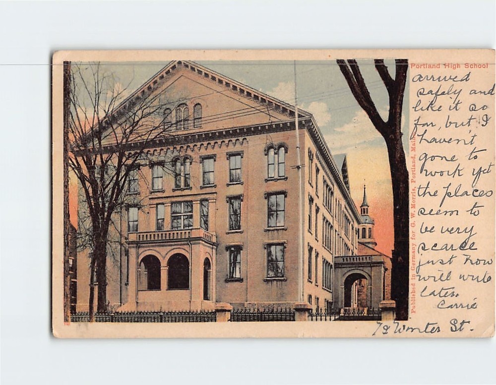 Postcard Portland High School Portland Maine USA