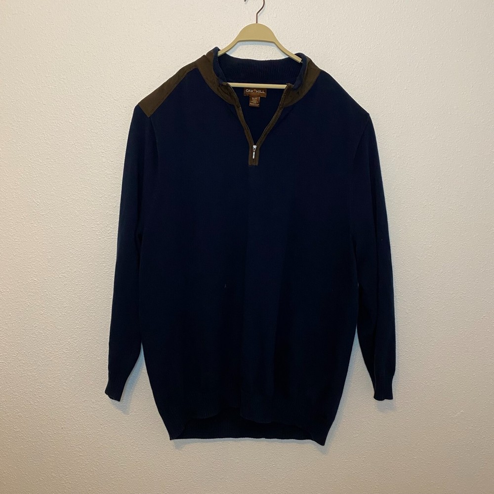 Oak Hill Sweater Men's XLT Tall Navy Blue Long Sleeve 1/4 Zip Pullover Casual