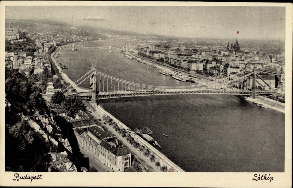 Budapest Chain Bridge Hungary vintage postcard s079