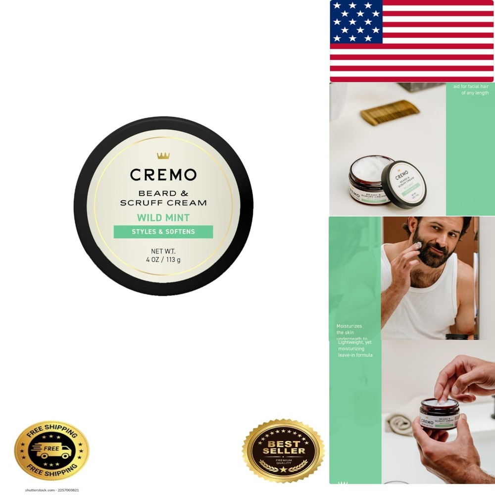 Beard & Scruff Cream, Wild Mint, 4 Ounce Pack of 1 - Soothe Beard Itch, Condi...