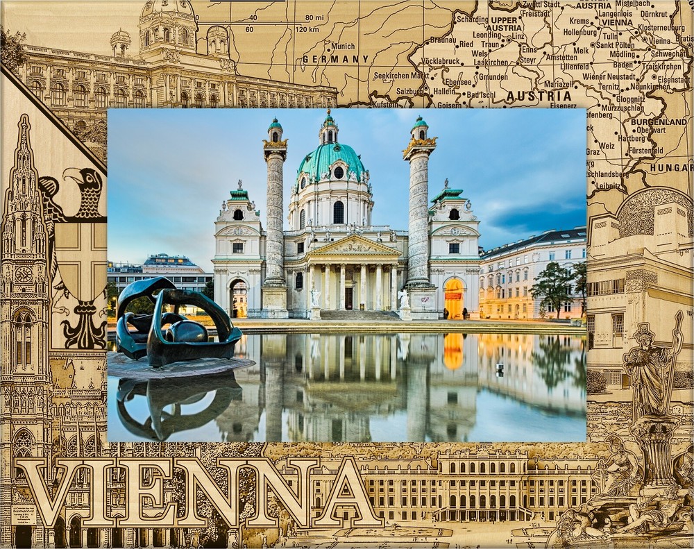Vienna Laser Engraved Wood Picture Frame Landscape (4 x 6)
