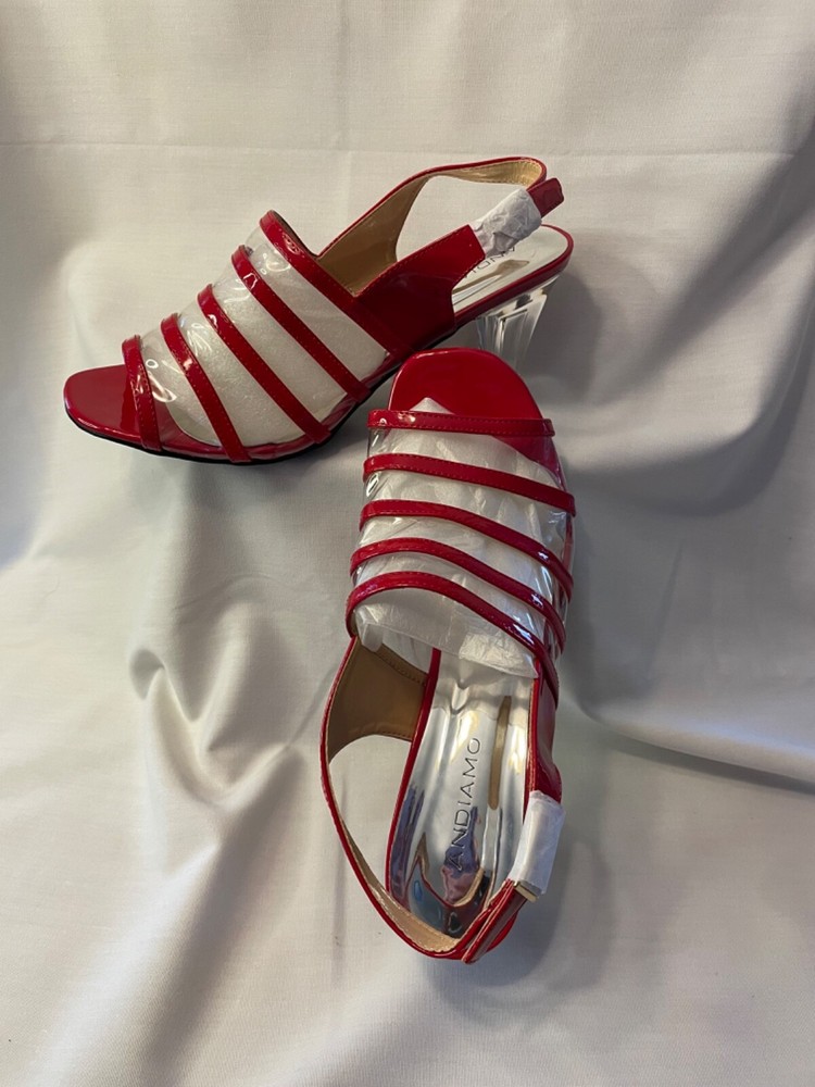 Red Andiamo Sandal Pump with Clear Heel NWOT Size 9M