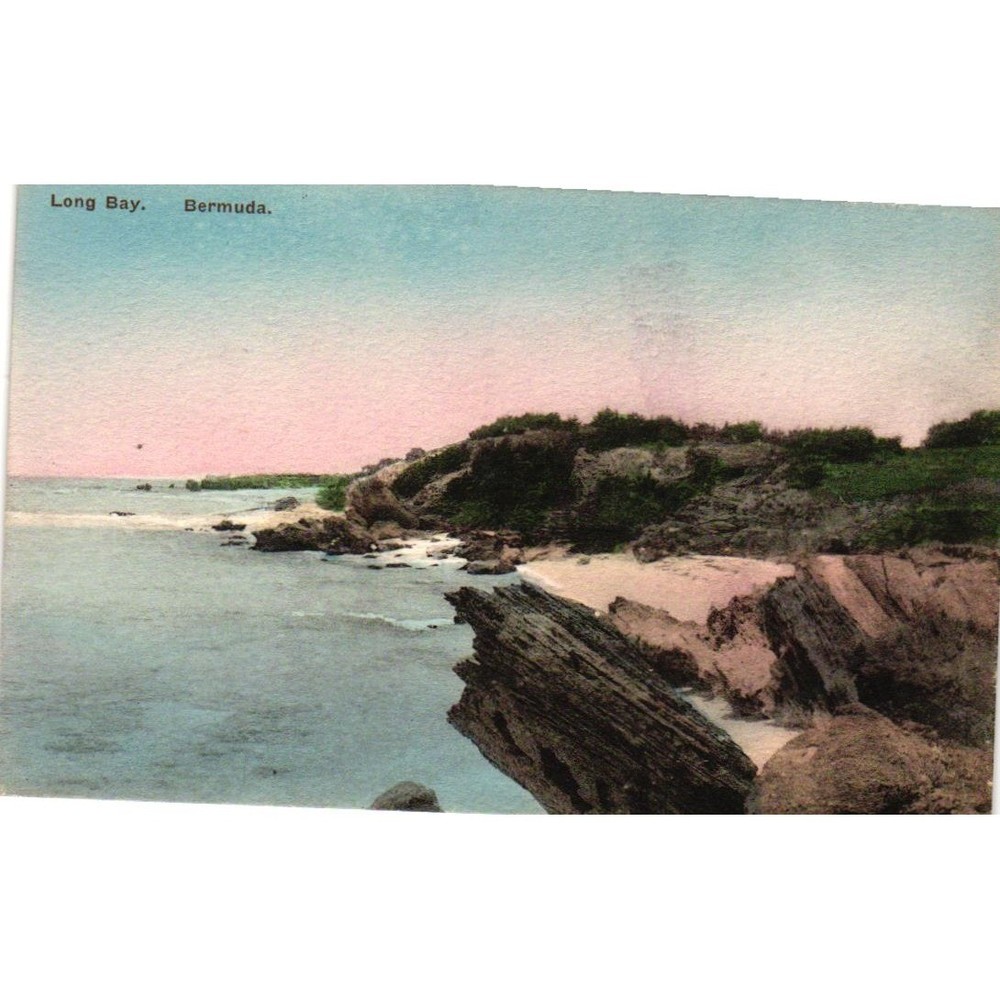 Vintage Long Bay Bermuda Hand-Colored Postcard Albertype Co Brooklyn NY Unposted