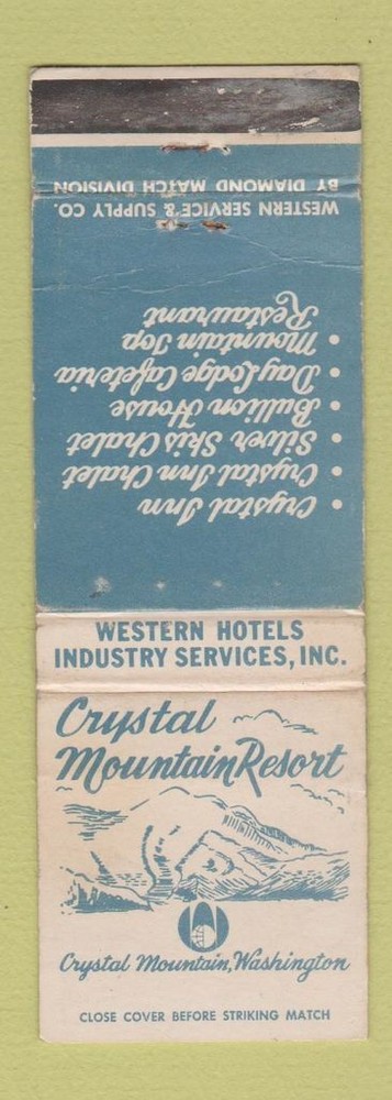 Crystal Mountain Resort WA Matchbook Cover Souvenir Collectible Vintage Style