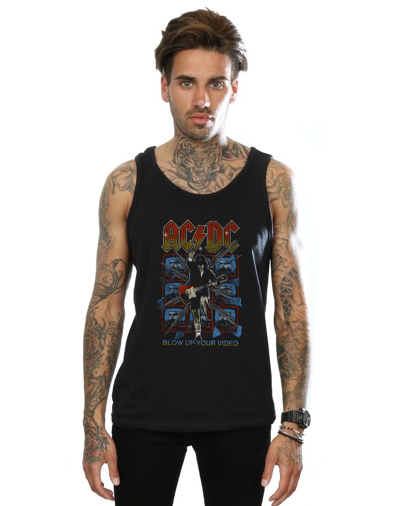 AC/DC Mens Blow Up Your Video Graphic Rock Band Tank Top