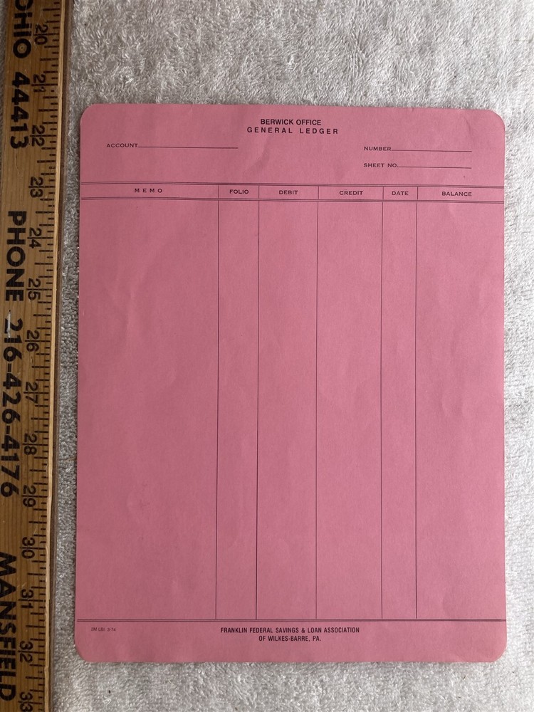 1974 Franklin Federal Savings & Loan Bank Ballance Sheet Wilkes-Barre Berwick PA