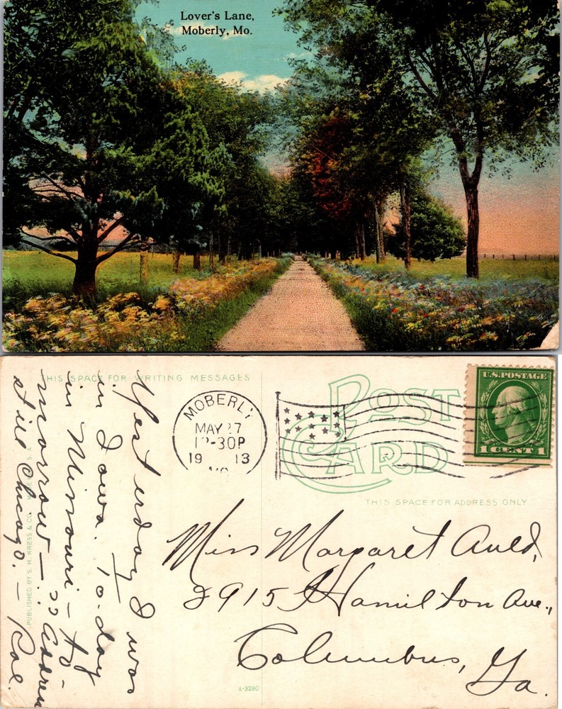 Lovers Lane Moberly Missouri MO Postcard