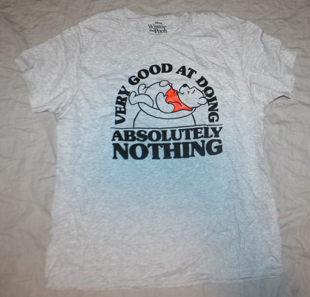 Disney Winnie The Pooh T Shirt Adult Medium Gray Very Good At Doing Nothing