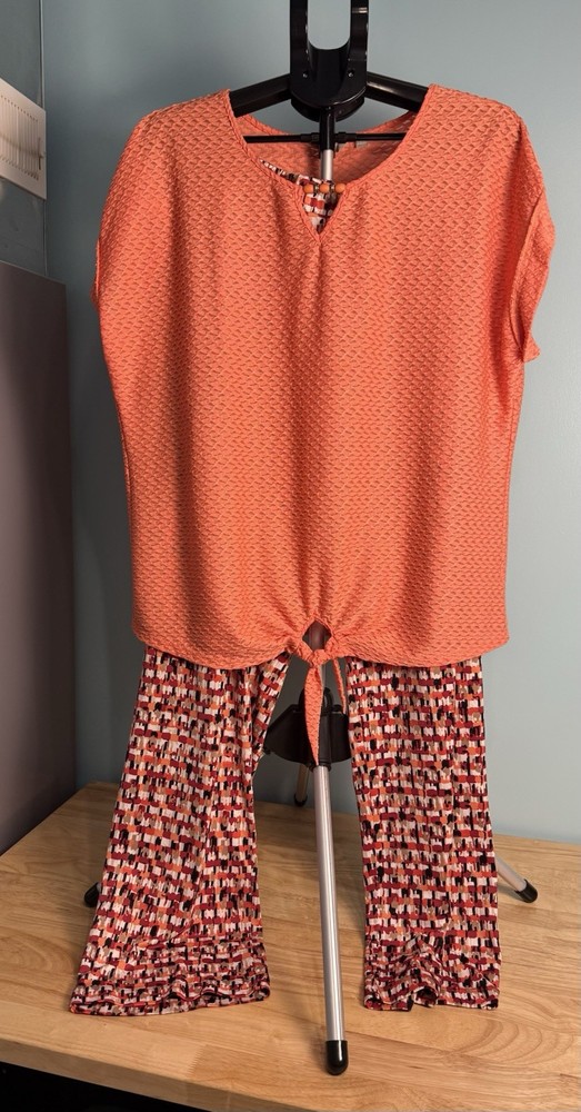 WOMAN CORAL BAY 2 Pc Outfit Apricot XL PANTS ALL OVER PRINT