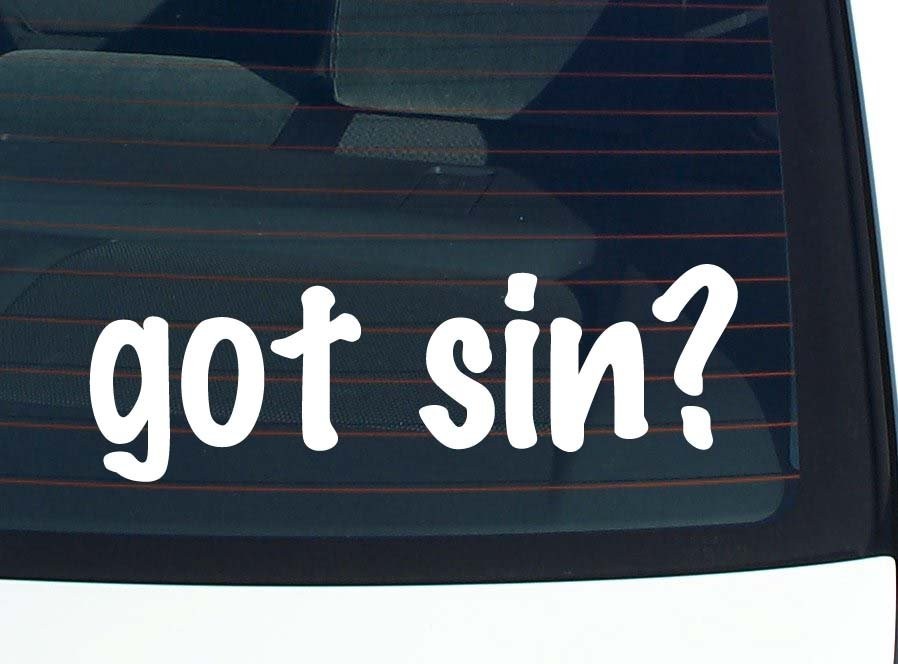 Got Sin Funny Vinyl Car Decal Bumper Sticker Window Joke