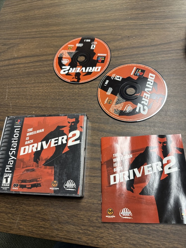Driver 2 PS1 PlayStation 1 Black Label Dual Disks Complete