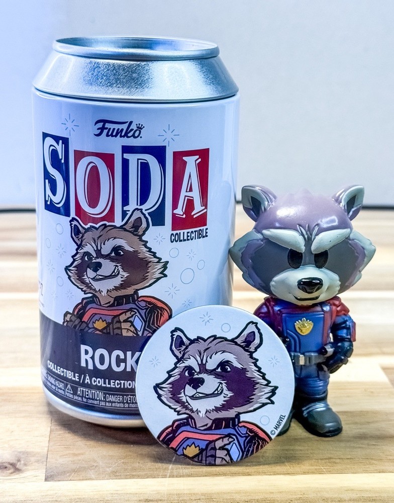 Funko Vinyl Soda Guardians of The Galaxy Volume 3 Rocket + Token & Can Avengers