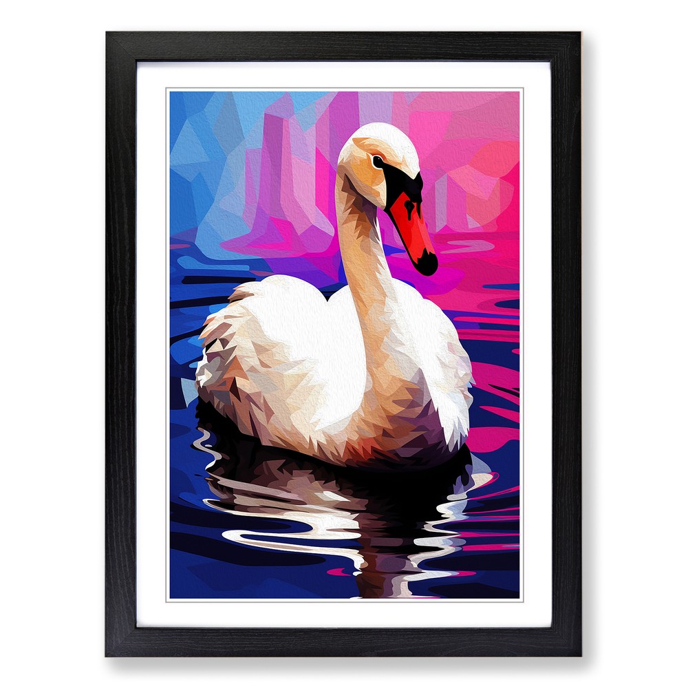Swan Pop Wall Art Print Framed Canvas Picture Poster Home Decor Living Room