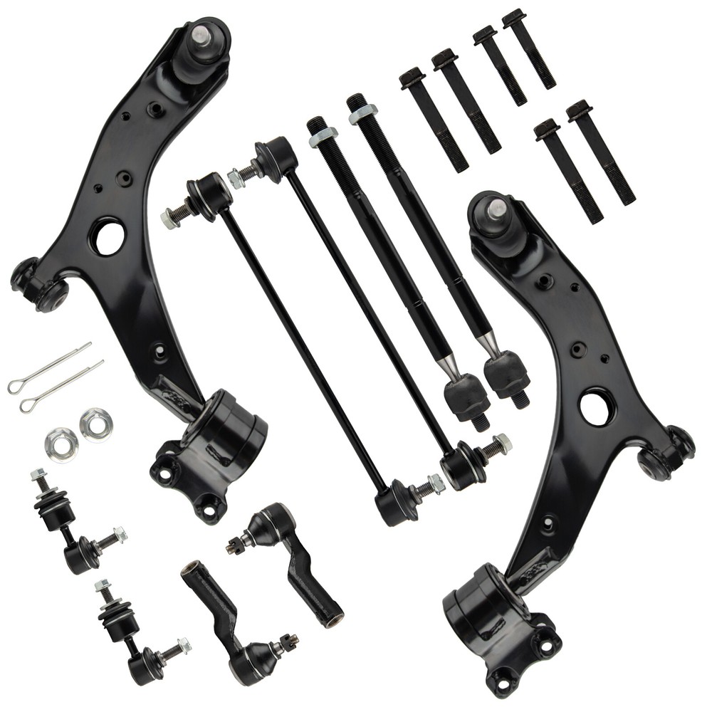 10pcs Front Suspension Kit Tie Rod Control Arms Sway Bars for 2004-2015 Mazda 3 & 5