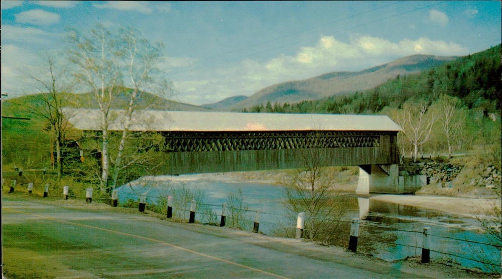 Covered Bridge Woodstock White Mountains NH Postcard Unposted Pemigewasset River