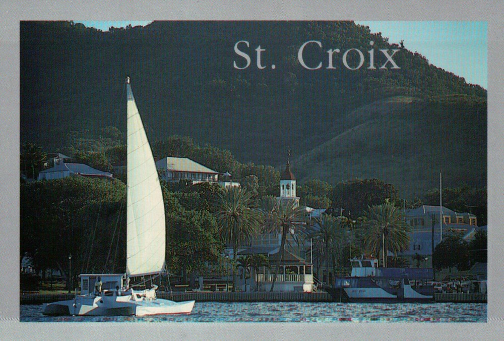 Christiansted from the Harbor, St. Croix US Virgin Islands, Sailboat -- Postcard