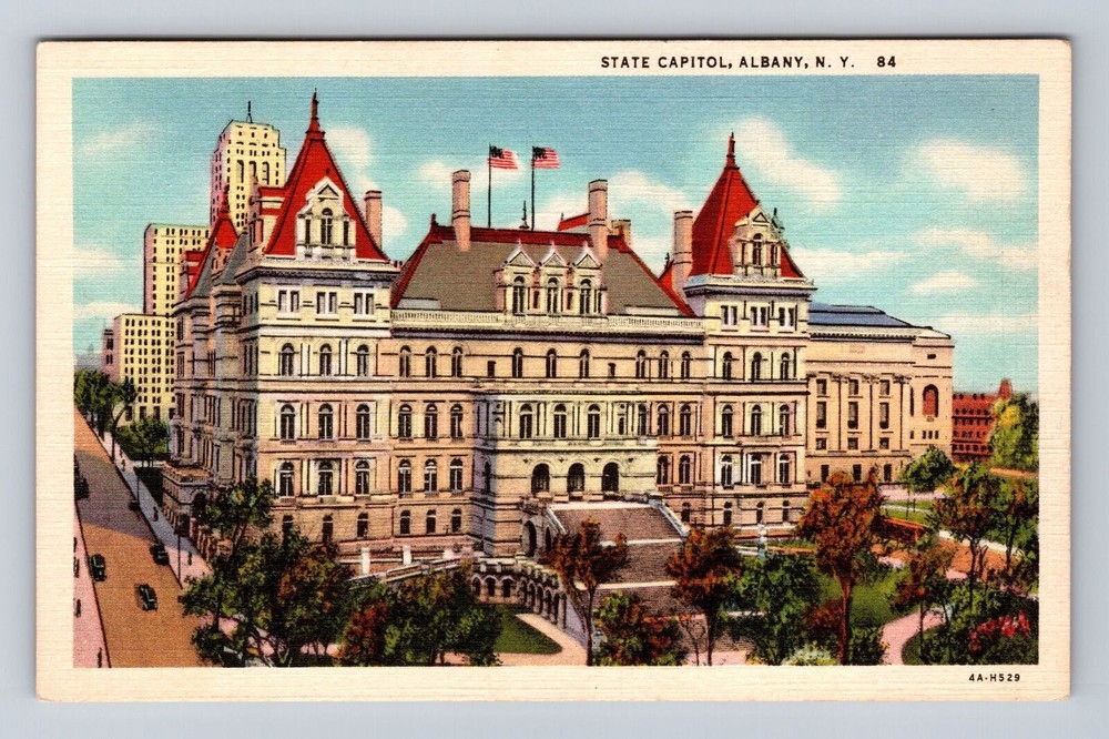 Albany NY-New York, Panoramic View State Capitol, Antique Vintage Postcard