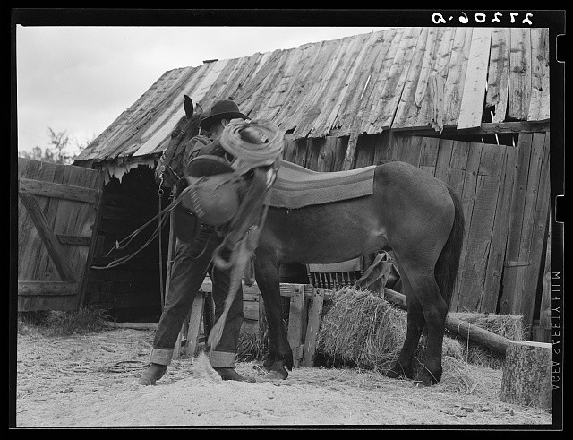 Photo:Bozeman Montana 1939 Horse Packing Ranch Scene