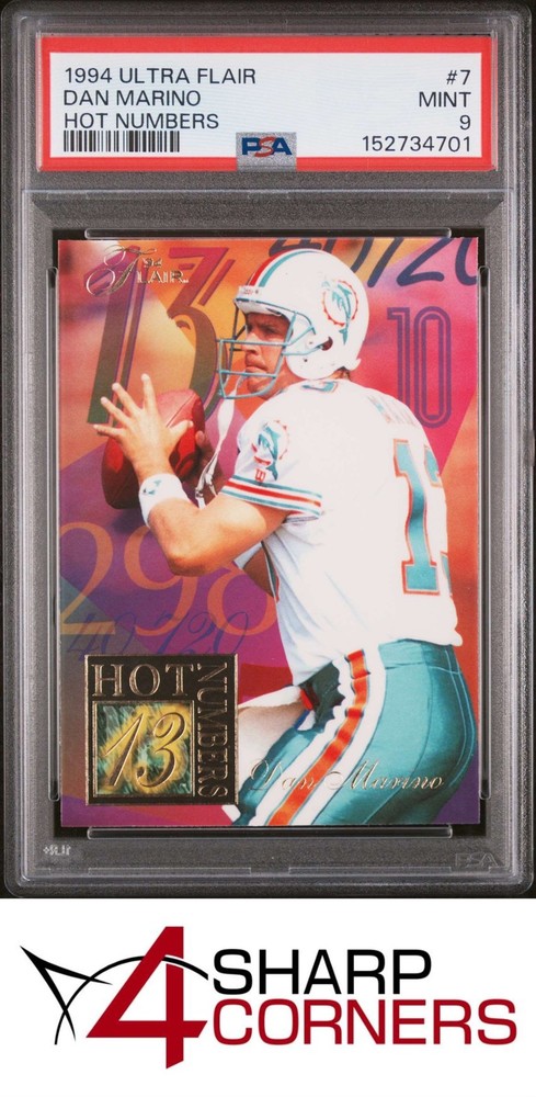 1994 Ultra Flair Hot Numbers #7 Dan Marino Dolphins Hof Psa 94SC offers the industry’s lowest rates. Consign today!